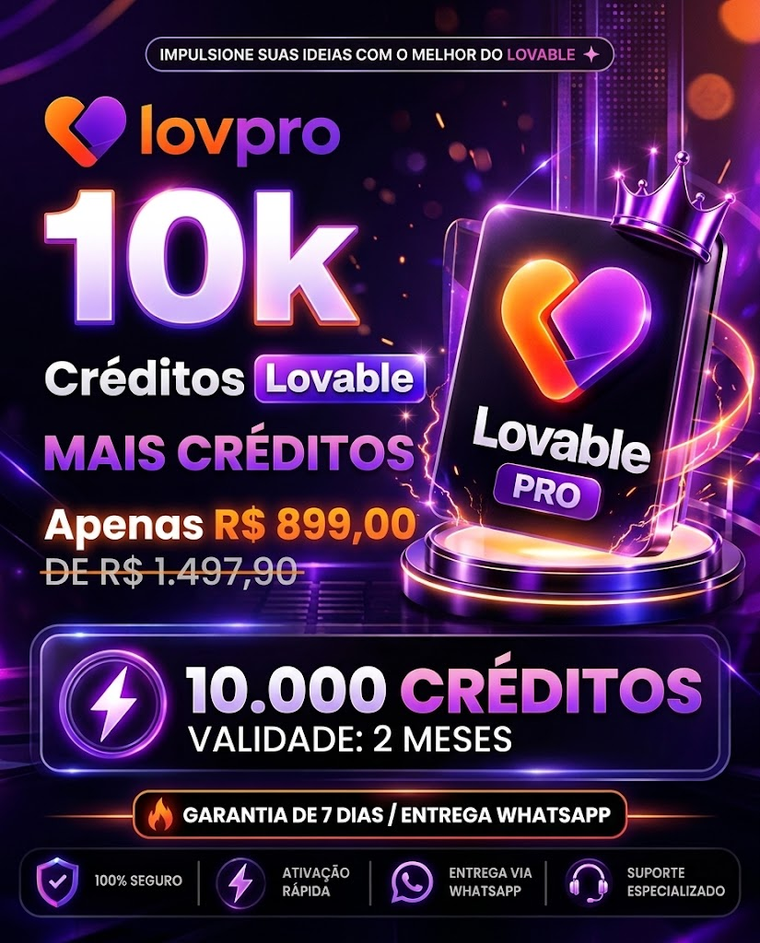 Conta Lovable 10 mil créditos