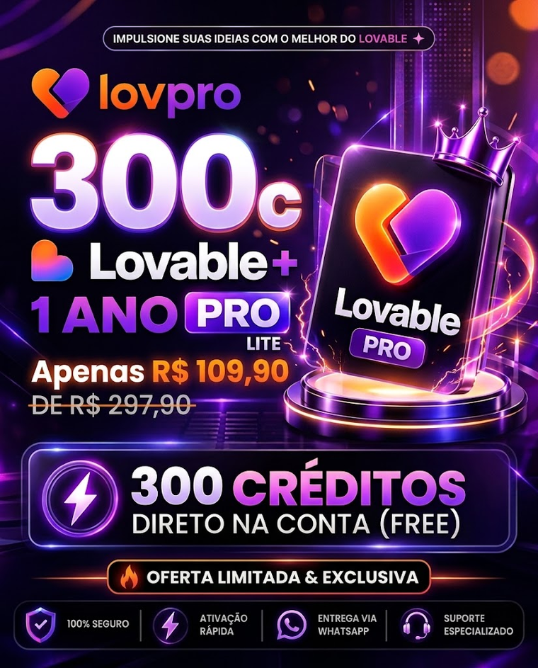 300 Créditos + 1 Ano Pro Lite